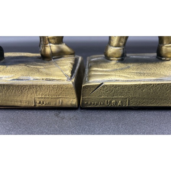 Bronze vintage USA Made stock market Bull & Bear boxing bookends rare sculpture - Picture 5 of 14